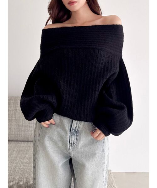 dazzlin（ダズリン）の「オーバーパステリーニット（ニット/セーター・レディース・ブルー/チャコールグレー/グリーン/ピンク/ブラック/アイボリー・FREE）」の3枚目の写真