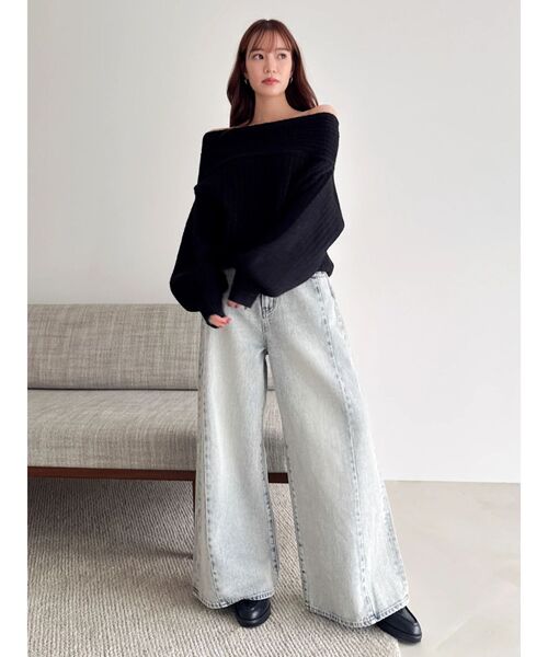 dazzlin（ダズリン）の「オーバーパステリーニット（ニット/セーター・レディース・ブルー/チャコールグレー/グリーン/ピンク/ブラック/アイボリー・FREE）」の13枚目の写真