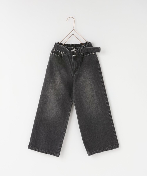 LOWRYS FARM（ローリーズファーム）の「ベルトツキワイドパンツ　607549（デニムパンツ・キッズ・ブルー/ワンウォッシュ/ブラック・140cm/130cm/120cm/110cm/150cm）」の2枚目の写真