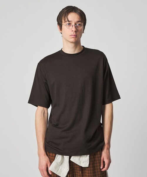 Steven Alan（スティーブンアラン）の「＜Steven Alan＞ メリノウール クルーネック ショートスリーブ Tシャツ（Tシャツ/カットソー・メンズ・オリーブ/ダークブラウン・XL/L/M/S）」の4枚目の写真