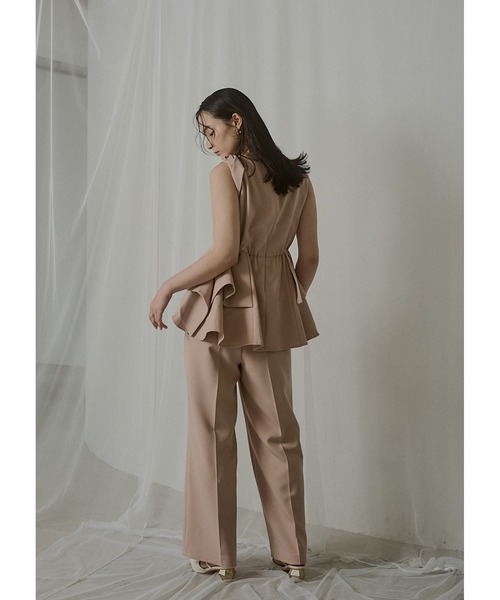 LE'RURE（リルアー）の「Twist neck peplum set up pants（パンツドレス・レディース・グレー/ピンクベージュ/ストライプ・SMALL/MEDIUM/M-Long）」の11枚目の写真