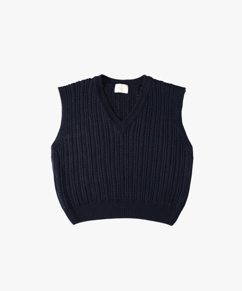 LOSSYROW（ロッシロー）の「Minimal Cable Vest Navy（ニット/セーター・レディース・その他・FREE）」の5枚目の写真