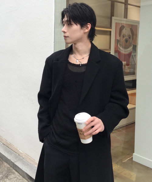 MINDBRIDGE（マインドブリッジ）の「ドゥグッド_[COUTURE]カシミヤオーバーサイズシングルコート（チェスターコート・メンズ・ブラック・100/105/95）」の2枚目の写真