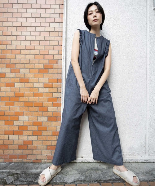 UVカット】【接触冷感】【速乾性】ヘンプシャンブレーコンビネゾン