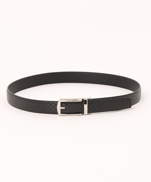 m.f.editorial（エムエフエディトリアル）の「【アジャストフリー 表牛革】m.f.エディトリアル メンズ 市松型押しベルト（ベルト・メンズ・ブラック・FREE）」の2枚目の写真