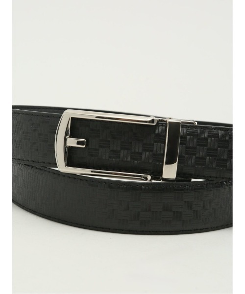 m.f.editorial（エムエフエディトリアル）の「【アジャストフリー 表牛革】m.f.エディトリアル メンズ 市松型押しベルト（ベルト・メンズ・ブラック・FREE）」の4枚目の写真