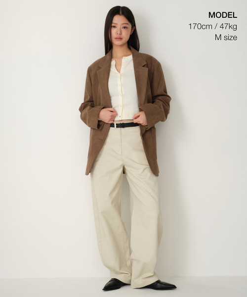 MUSINSA STANDARD WOMAN（ムシンサスタンダードウーマン）の「ウィメンズ シンセティックスエード オーバーサイズ ブレザー [ライトブラウン]（テーラードジャケット・レディース・その他・SMALL/LARGE/X-SMALL/MEDIUM）」の2枚目の写真