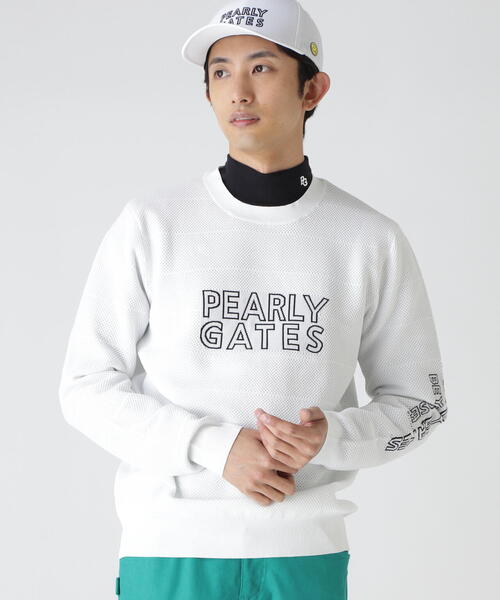 PEARLY GATES】PG is PG ロゴジャガードクルーネックニットプル