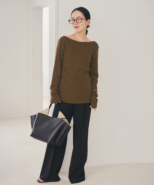 plage（プラージュ）の「Softy boucle cotton ニット（ニット/セーター・レディース・ブラウン/ホワイト系その他・FREE）」の6枚目の写真