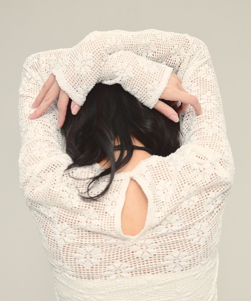 eL（エル）の「【eL】Mesh Lace Pullover/641305（Tシャツ/カットソー・レディース・ブラック/オフホワイト・FREE）」の8枚目の写真