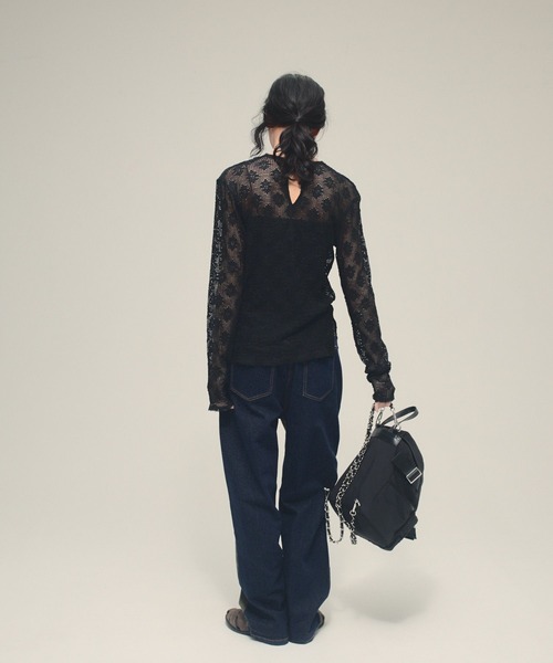eL（エル）の「【eL】Mesh Lace Pullover/641305（Tシャツ/カットソー・レディース・ブラック/オフホワイト・FREE）」の13枚目の写真