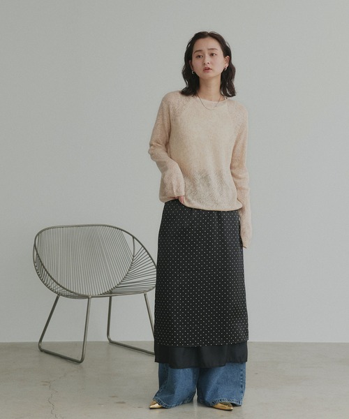 ad thie(アドティエ)の「透かし柄編み ラメニットトップス(ニット/セーター・レディース・ピンク/ベージュ/ライトブルー/ブラック・FREE)」の11枚目の写真