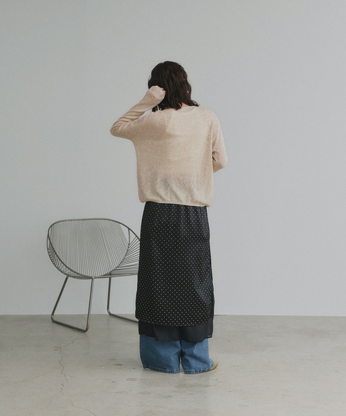 ad thie(アドティエ)の「透かし柄編み ラメニットトップス(ニット/セーター・レディース・ピンク/ベージュ/ライトブルー/ブラック・FREE)」の12枚目の写真