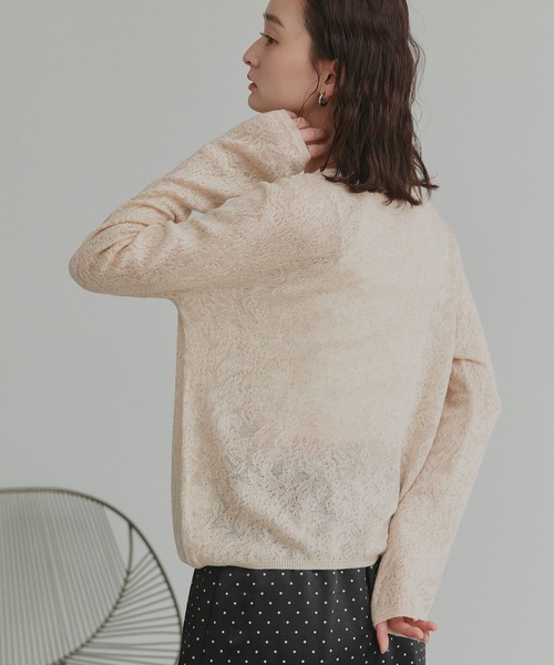 ad thie(アドティエ)の「透かし柄編み ラメニットトップス(ニット/セーター・レディース・ピンク/ベージュ/ライトブルー/ブラック・FREE)」の13枚目の写真