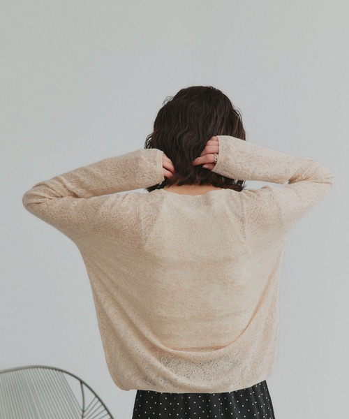 ad thie(アドティエ)の「透かし柄編み ラメニットトップス(ニット/セーター・レディース・ピンク/ベージュ/ライトブルー/ブラック・FREE)」の16枚目の写真