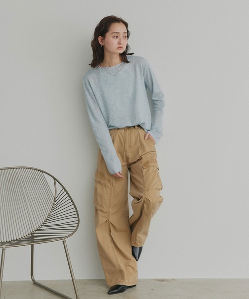 ad thie(アドティエ)の「透かし柄編み ラメニットトップス(ニット/セーター・レディース・ピンク/ベージュ/ライトブルー/ブラック・FREE)」の18枚目の写真