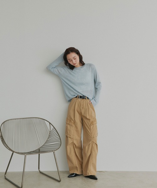 ad thie(アドティエ)の「透かし柄編み ラメニットトップス(ニット/セーター・レディース・ピンク/ベージュ/ライトブルー/ブラック・FREE)」の20枚目の写真