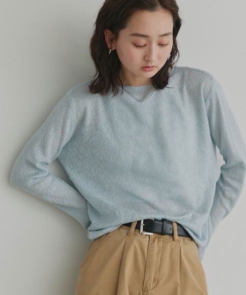 ad thie(アドティエ)の「透かし柄編み ラメニットトップス(ニット/セーター・レディース・ピンク/ベージュ/ライトブルー/ブラック・FREE)」の21枚目の写真