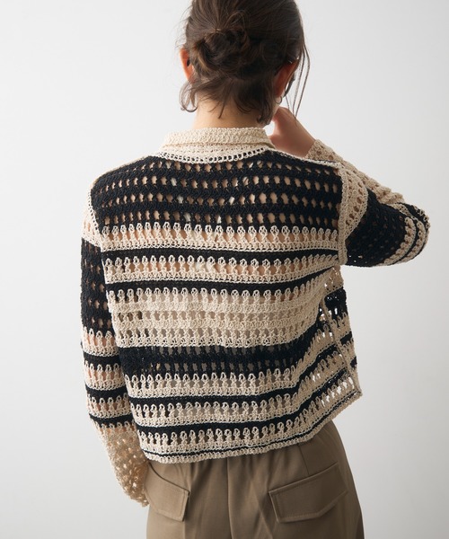 full/fill.(フルフィル)の「crochet lace polo tops/クロシェレースポロトップス(ポロシャツ・レディース・ブラック/ナチュラル・FREE)」の22枚目の写真