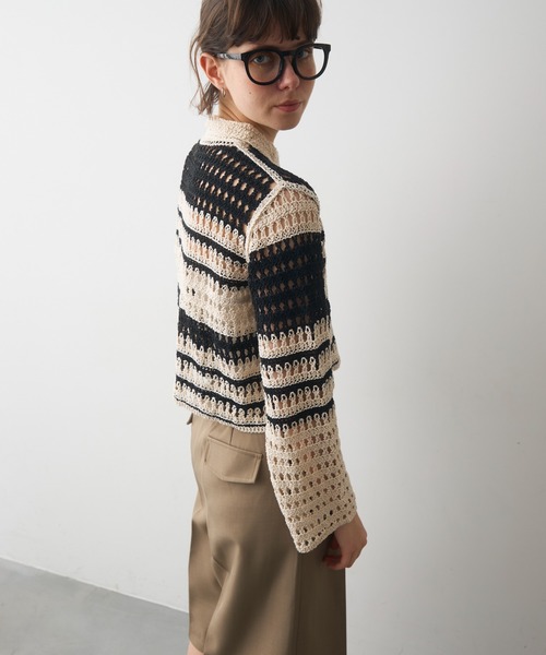 full/fill.(フルフィル)の「crochet lace polo tops/クロシェレースポロトップス(ポロシャツ・レディース・ブラック/ナチュラル・FREE)」の20枚目の写真