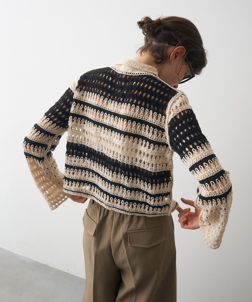 full/fill.(フルフィル)の「crochet lace polo tops/クロシェレースポロトップス(ポロシャツ・レディース・ブラック/ナチュラル・FREE)」の21枚目の写真
