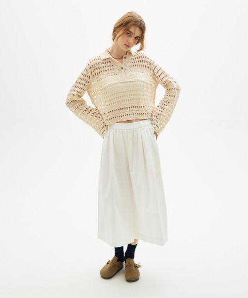 full/fill.(フルフィル)の「crochet lace polo tops/クロシェレースポロトップス(ポロシャツ・レディース・ブラック/ナチュラル・FREE)」の7枚目の写真