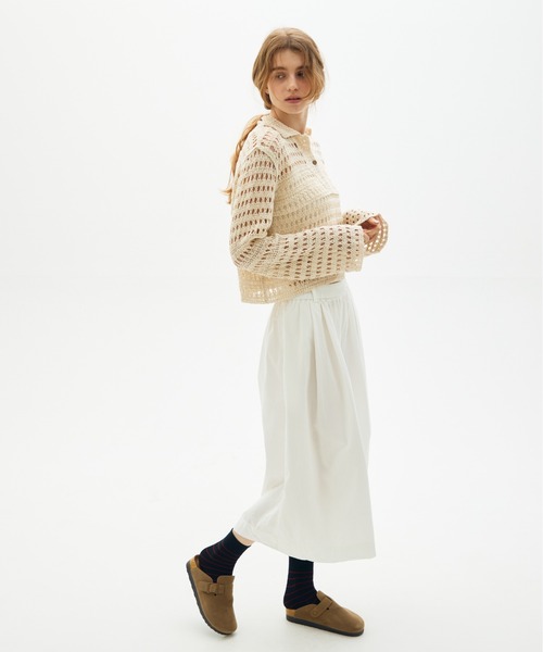 full/fill.(フルフィル)の「crochet lace polo tops/クロシェレースポロトップス(ポロシャツ・レディース・ブラック/ナチュラル・FREE)」の6枚目の写真