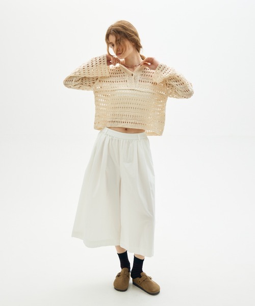 full/fill.(フルフィル)の「crochet lace polo tops/クロシェレースポロトップス(ポロシャツ・レディース・ブラック/ナチュラル・FREE)」の4枚目の写真