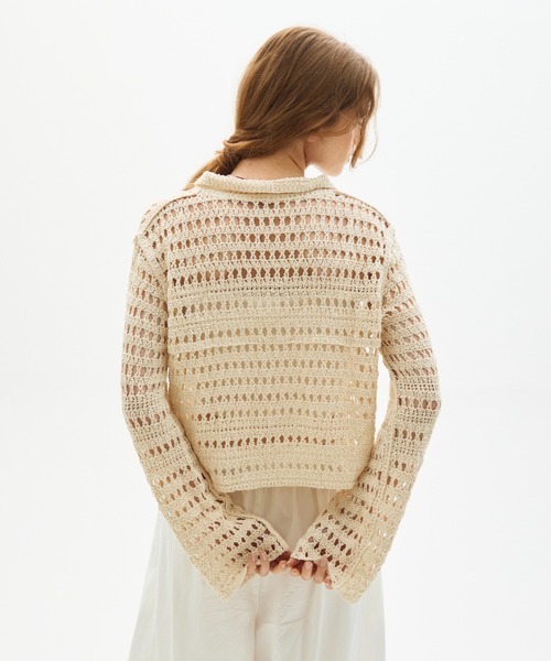 full/fill.(フルフィル)の「crochet lace polo tops/クロシェレースポロトップス(ポロシャツ・レディース・ブラック/ナチュラル・FREE)」の8枚目の写真