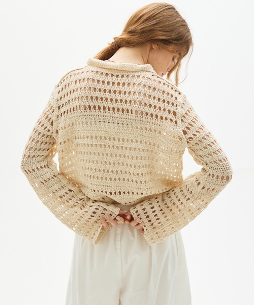 full/fill.(フルフィル)の「crochet lace polo tops/クロシェレースポロトップス(ポロシャツ・レディース・ブラック/ナチュラル・FREE)」の13枚目の写真