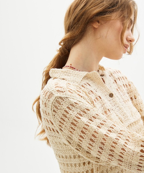full/fill.(フルフィル)の「crochet lace polo tops/クロシェレースポロトップス(ポロシャツ・レディース・ブラック/ナチュラル・FREE)」の11枚目の写真