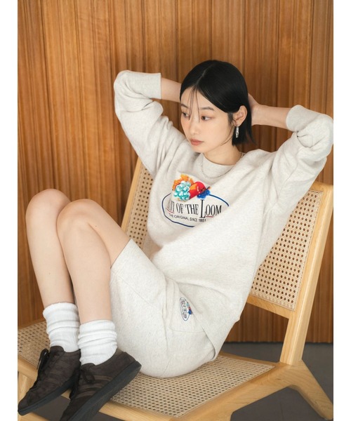 FRUIT OF THE LOOM(フルーツオブザルーム)の「FRUIT OF THE LOOM別注 ロゴスウェットハーフパンツ(スウェットパンツ・レディース・アイボリー/ネイビー・FREE)」の18枚目の写真