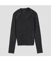 (T-7118)BUTTON DETAIL COLLAR SLIM FIT KNIT