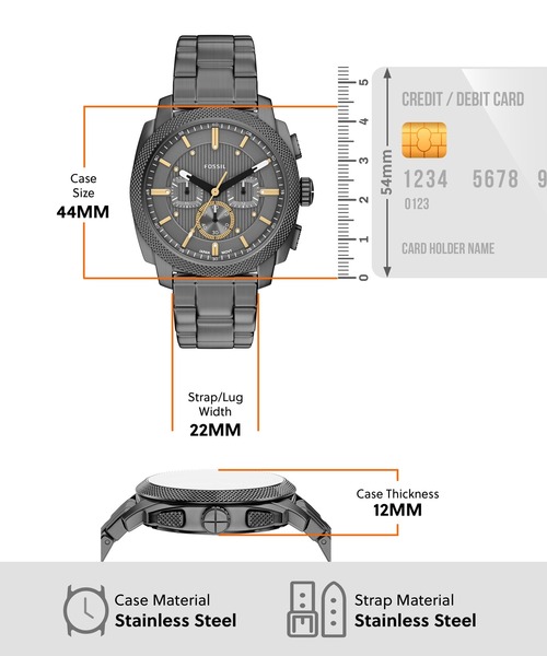 FOSSIL(フォッシル)の「フォッシル 腕時計 メンズ アナログ ステンレス FS6160(アナログ腕時計・メンズ・チャコールグレー・FREE)」の5枚目の写真