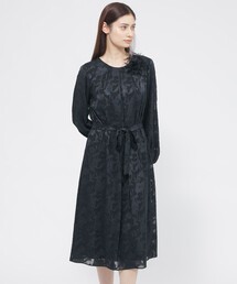 【ウォッシャブル】シフォンカットジャカード ワンピース