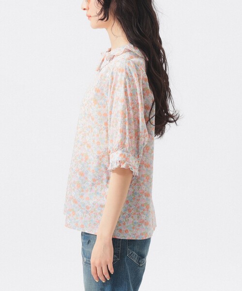 BEAMS BOY(ビームスボーイ)の「【8/20再値下げ】リバティ フリル 5分袖 シャツ(シャツ/ブラウス・レディース・サックスブルー/ネイビー・ONE SIZE)」の3枚目の写真