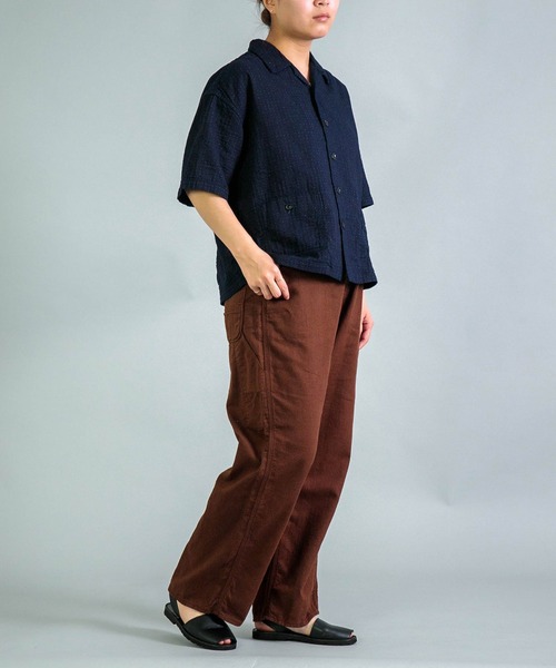オムニゴッド　リネン　キャンバスエンジニアコート　オシャレ　紺色　サンプル品 OMNIGOD womens / オムニゴッド] オリジナルインディゴダブルガーゼ