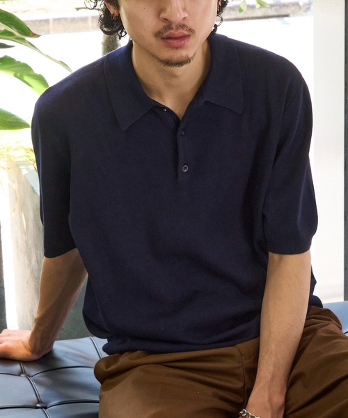 MAISON CLUB(メゾンクラブ)の「【MAISON CLUB】High gauge Knit Polo ハイゲージニットポロシャツ(ポロシャツ・メンズ・ライトグレー/ネイビー/ブラウン/ブラック・M/L)」の17枚目の写真