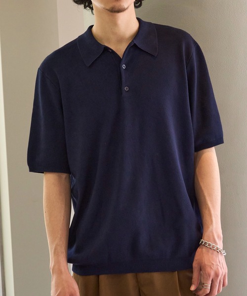 MAISON CLUB(メゾンクラブ)の「【MAISON CLUB】High gauge Knit Polo ハイゲージニットポロシャツ(ポロシャツ・メンズ・ライトグレー/ネイビー/ブラウン/ブラック・M/L)」の18枚目の写真