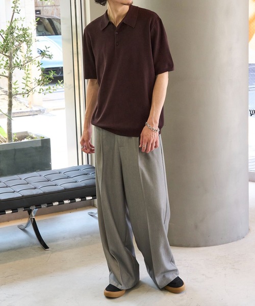 MAISON CLUB(メゾンクラブ)の「【MAISON CLUB】High gauge Knit Polo ハイゲージニットポロシャツ(ポロシャツ・メンズ・ライトグレー/ネイビー/ブラウン/ブラック・M/L)」の13枚目の写真