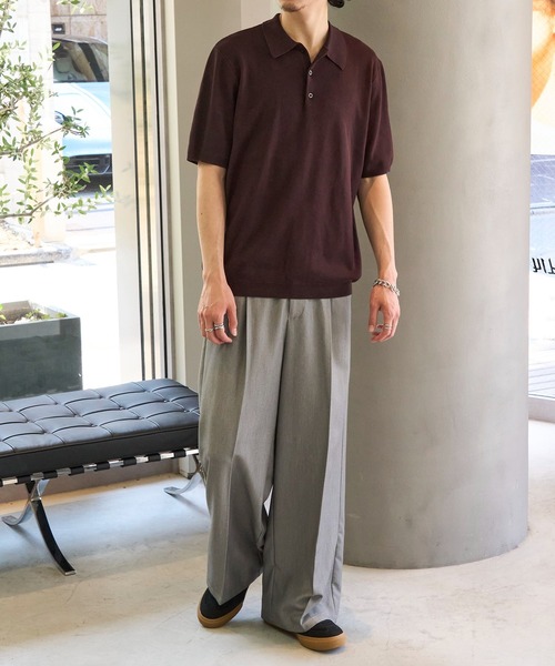 MAISON CLUB(メゾンクラブ)の「【MAISON CLUB】High gauge Knit Polo ハイゲージニットポロシャツ(ポロシャツ・メンズ・ライトグレー/ネイビー/ブラウン/ブラック・M/L)」の14枚目の写真