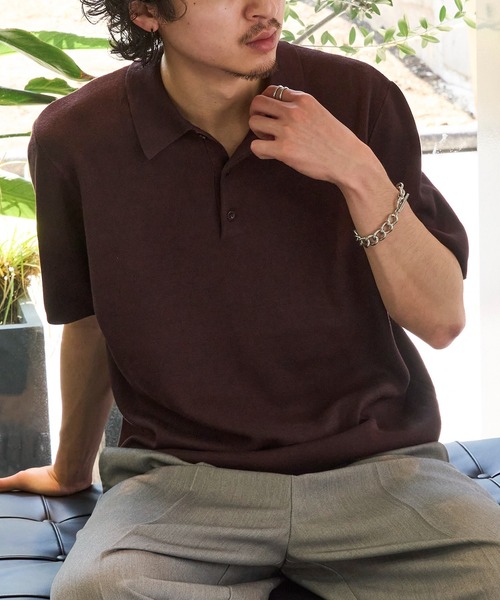 MAISON CLUB(メゾンクラブ)の「【MAISON CLUB】High gauge Knit Polo ハイゲージニットポロシャツ(ポロシャツ・メンズ・ライトグレー/ネイビー/ブラウン/ブラック・M/L)」の11枚目の写真
