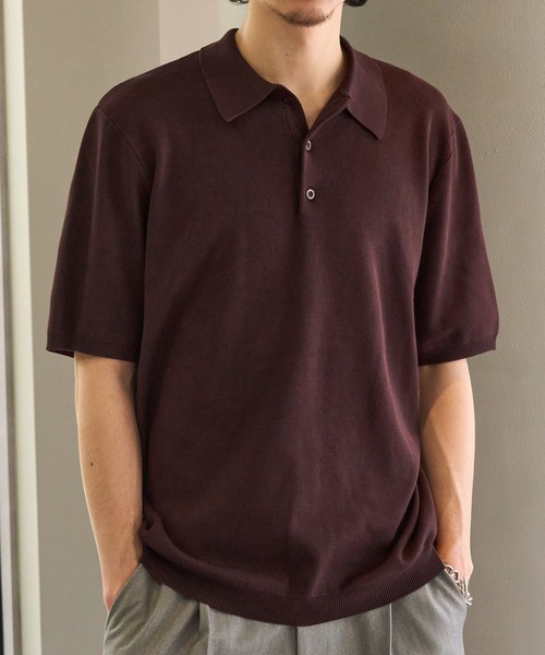 MAISON CLUB(メゾンクラブ)の「【MAISON CLUB】High gauge Knit Polo ハイゲージニットポロシャツ(ポロシャツ・メンズ・ライトグレー/ネイビー/ブラウン/ブラック・M/L)」の12枚目の写真