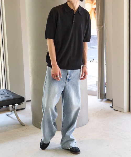 MAISON CLUB(メゾンクラブ)の「【MAISON CLUB】High gauge Knit Polo ハイゲージニットポロシャツ(ポロシャツ・メンズ・ライトグレー/ネイビー/ブラウン/ブラック・M/L)」の7枚目の写真
