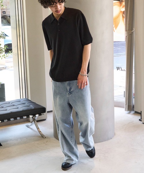 MAISON CLUB(メゾンクラブ)の「【MAISON CLUB】High gauge Knit Polo ハイゲージニットポロシャツ(ポロシャツ・メンズ・ライトグレー/ネイビー/ブラウン/ブラック・M/L)」の8枚目の写真