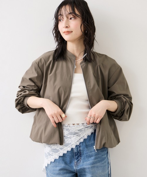 VIS（ビス）の「ボリュームバルーンブルゾン/UVケア・イージーケア（ブルゾン・レディース・カーキ/ブラック/キナリ・FREE）」の18枚目の写真