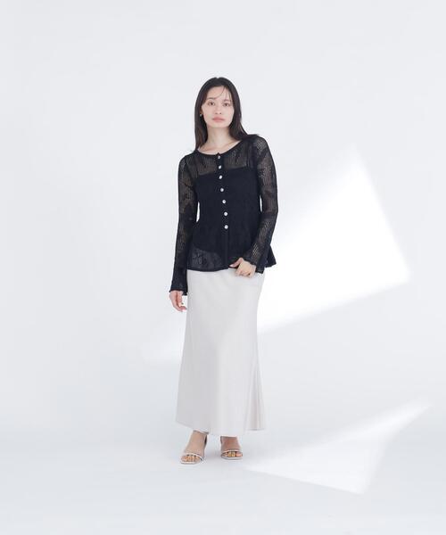 NATURAL BEAUTY BASIC(ナチュラルビューティーベーシック)の「◇フラワーレースペプラムニット(カーディガン/ボレロ・レディース・イエロー/ブラック/オフホワイト・FREE)」の7枚目の写真