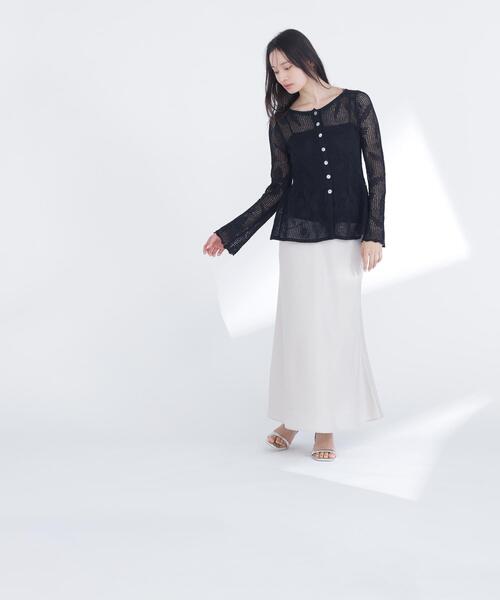 NATURAL BEAUTY BASIC(ナチュラルビューティーベーシック)の「◇フラワーレースペプラムニット(カーディガン/ボレロ・レディース・イエロー/ブラック/オフホワイト・FREE)」の9枚目の写真