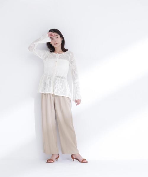 NATURAL BEAUTY BASIC（ナチュラルビューティーベーシック）の「◇フラワーレースペプラムニット（カーディガン/ボレロ・レディース・イエロー/ブラック/オフホワイト・FREE）」の21枚目の写真