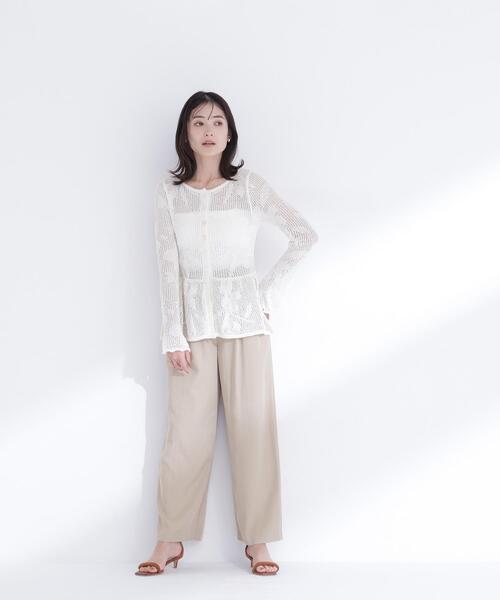 NATURAL BEAUTY BASIC（ナチュラルビューティーベーシック）の「◇フラワーレースペプラムニット（カーディガン/ボレロ・レディース・イエロー/ブラック/オフホワイト・FREE）」の17枚目の写真